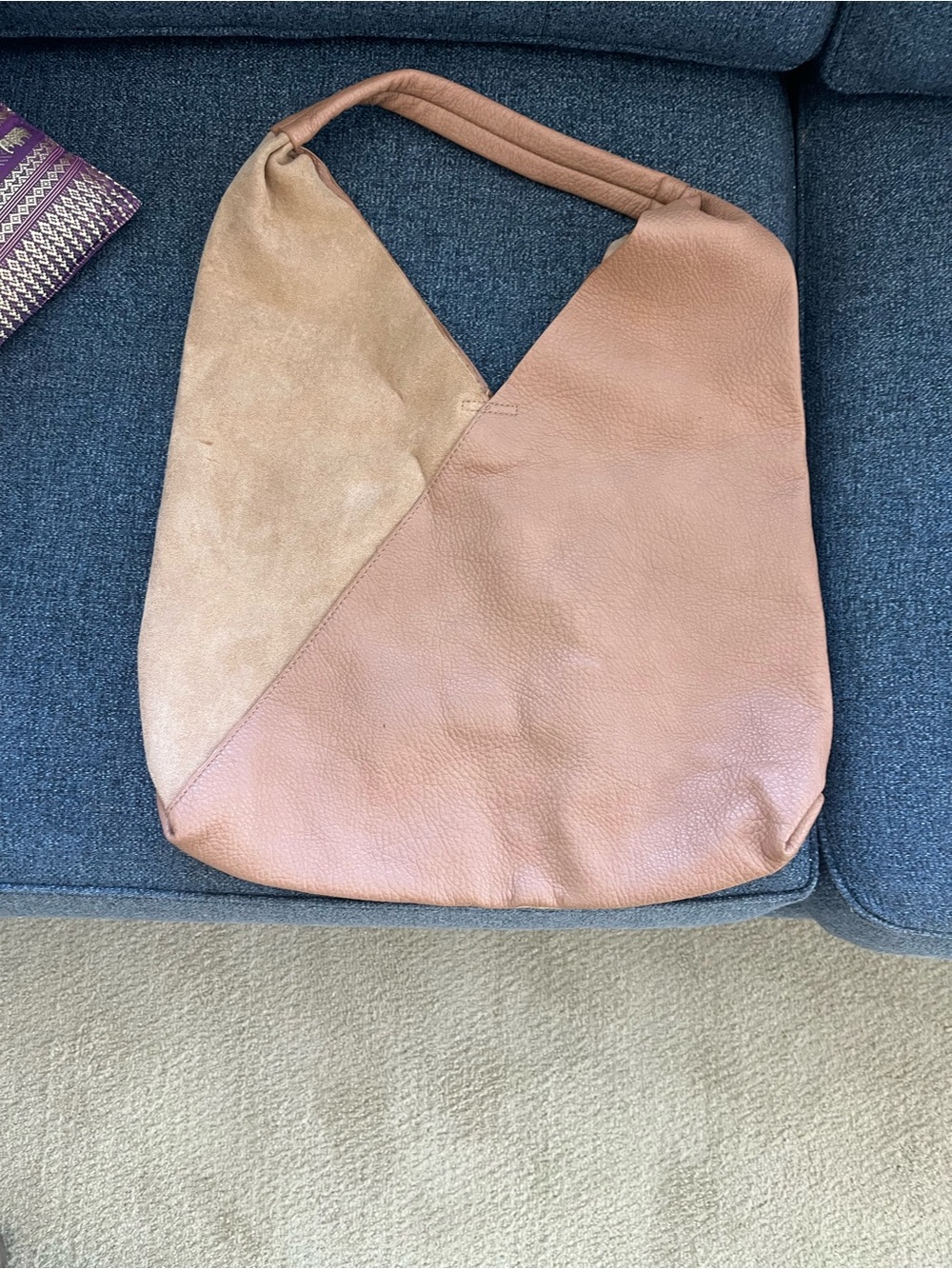 Leather Two-Tone Pink Shoulder Hobo Bag